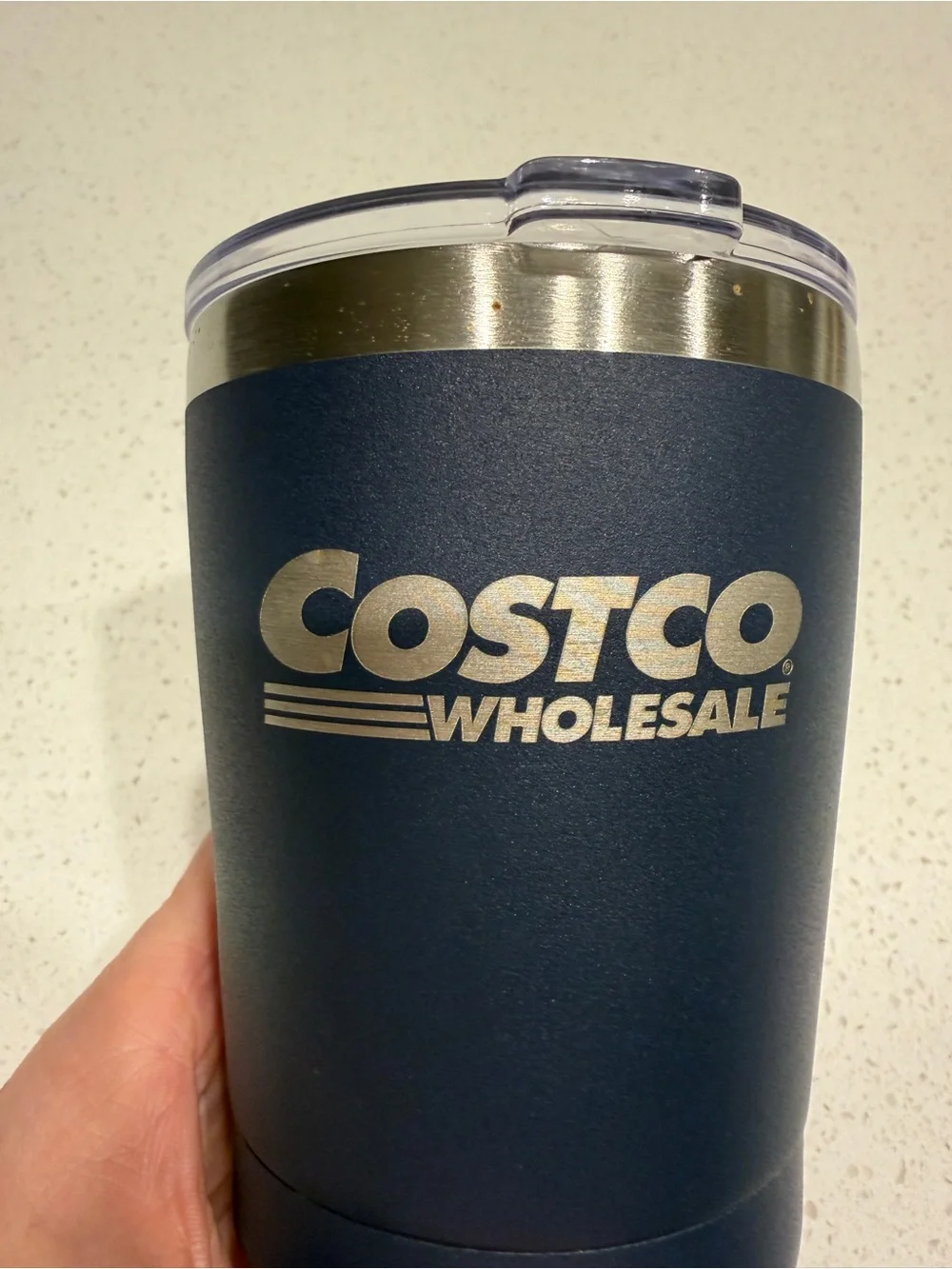 Costco Insulated Tumbler Navy Blue Clear Lid